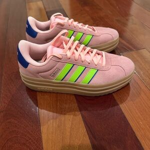 adidas Women's Pink Sneakers with Green and Blue Accents